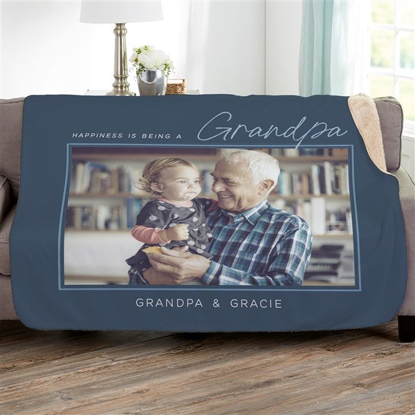 Happiness is Being a Grandparent Personalized Photo Blankets - 35799