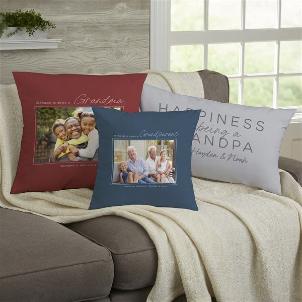 Happiness is Being a Grandparent Personalized Throw Pillows - 35800