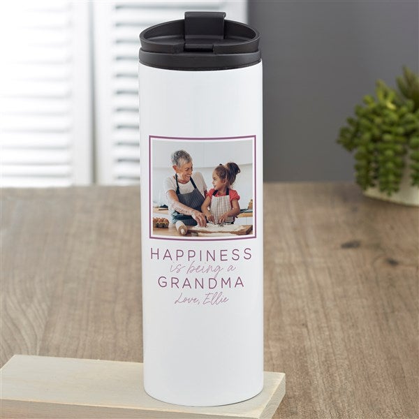 Happiness is Being a Grandparent Personalized Photo Travel Tumbler - 35805