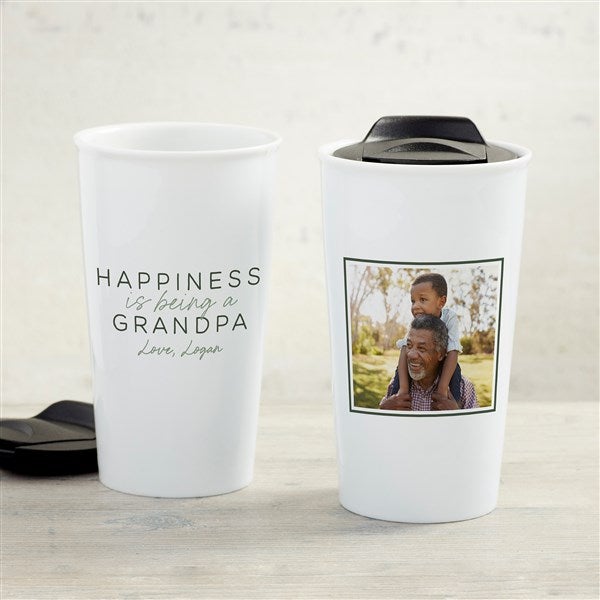 Happiness is Being a Grandparent Personalized Ceramic Travel Mug  - 35806