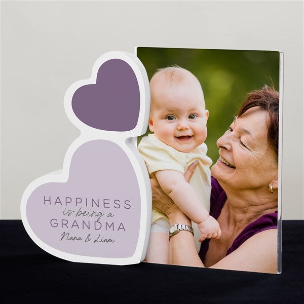 Happiness is Being a Grandparent Personalized Wooden Hearts Photo Frame - 35809