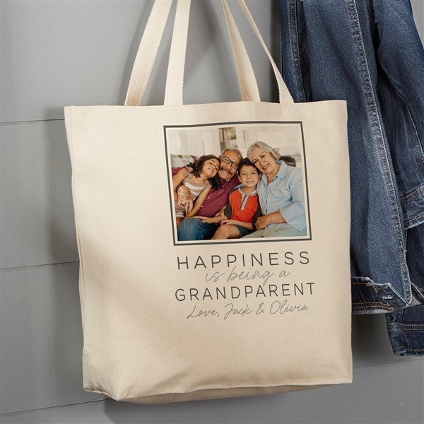 Happiness is Being a Grandparent Canvas Photo Tote Bags - 35812