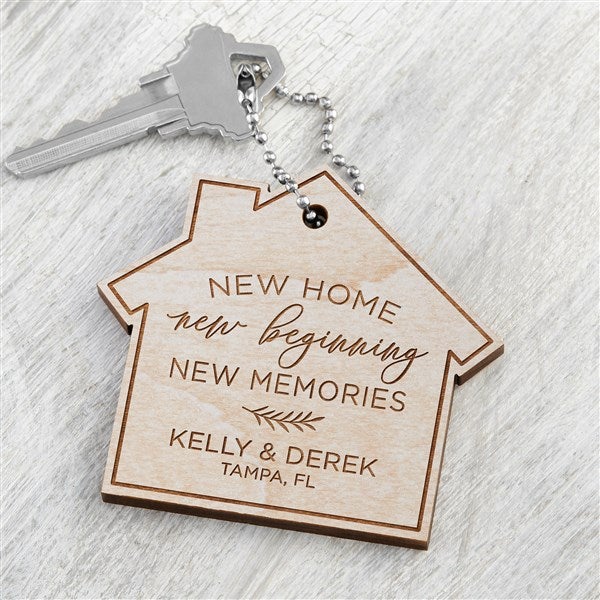 Personalized Wood Keychain - New Home, New Memories - 35823