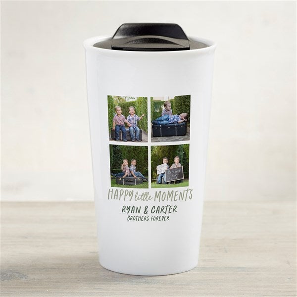 Personalized 12 oz. Double-Wall Ceramic Travel Mug - Happy Little Moments - 35852