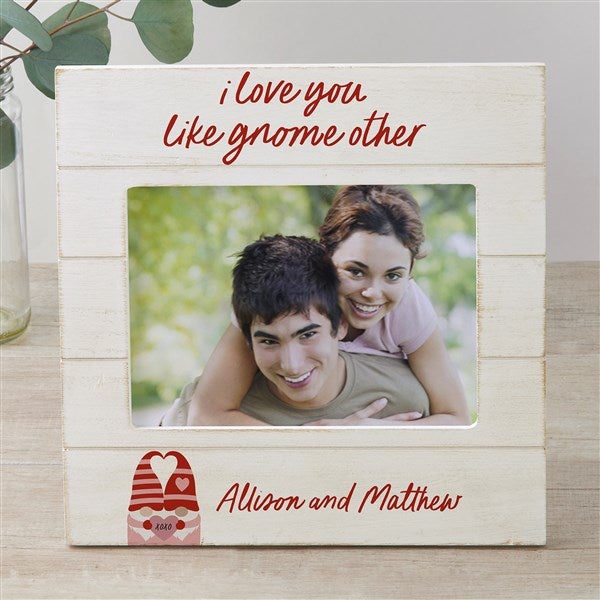 Gnome Personalized Valentine's Day Shiplap Picture Frame - 35862