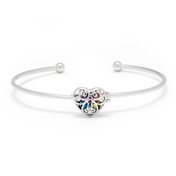 Personalized Interlocking Hearts Birthstone Cuff Bracelet - 35864D