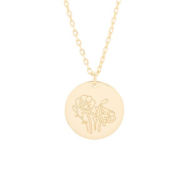 August Birth Flower Poppy Gold Pendant - 35875D