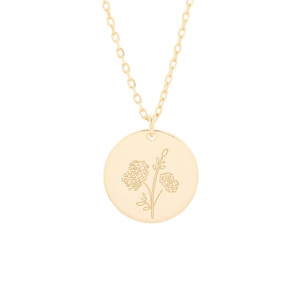 November Birth Flower Chrysanthemum Gold Pendant  - 35878D