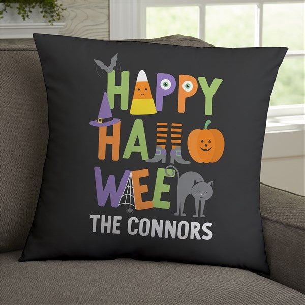 Personalized Halloween Throw Pillows - Trick or Treat Icons - 35884