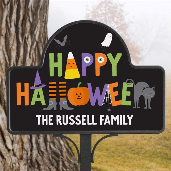 Personalized Halloween Magnetic Garden Sign - Trick or Treat Icons - 35888