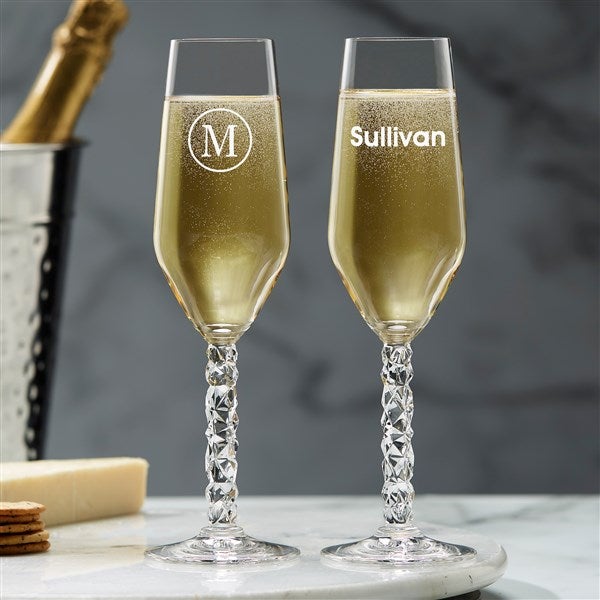 Gold Hammered Engraved Wedding Champagne Flute Set