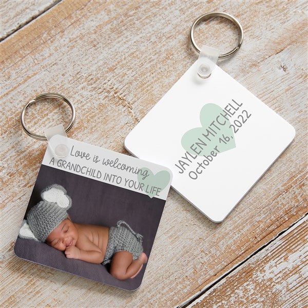 Love Is Welcoming a Grandchild Personalized Photo Keyring  - 35917