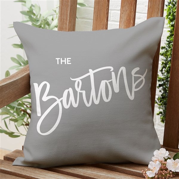 Bold Family Name Personalized Outdoor Throw Pillow  - 35928