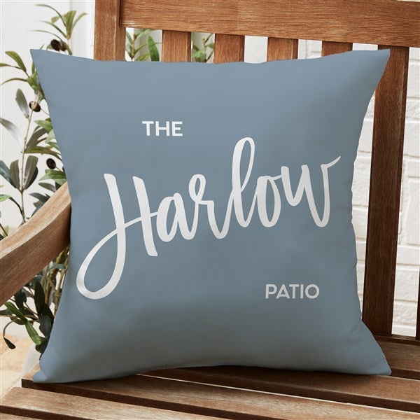 Bold Family Name Personalized Outdoor Throw Pillow  - 35928