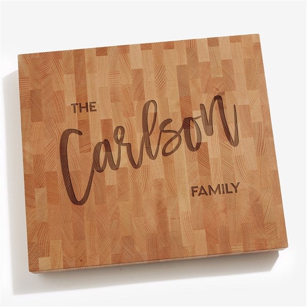 Bold Family Name Personalized Butcher Block Cutting Board  - 35937