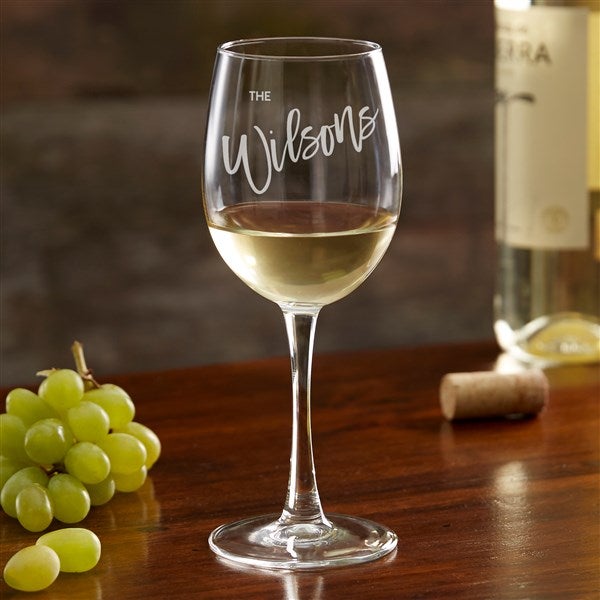 Bold Family Name Personalized Wine Glasses - 35939