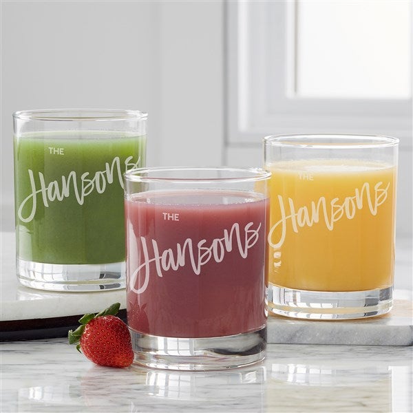 Bold Family Name Etched Everyday Drinking Glasses  - 35941