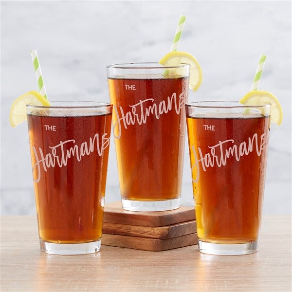 Bold Family Name Etched Everyday Drinking Glasses  - 35941