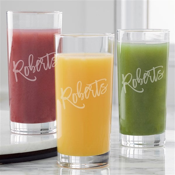Bold Family Name Etched Everyday Drinking Glasses  - 35941