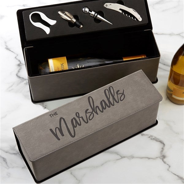 Bold Family Name Personalized Wine Bottle Accessory Box  - 35946