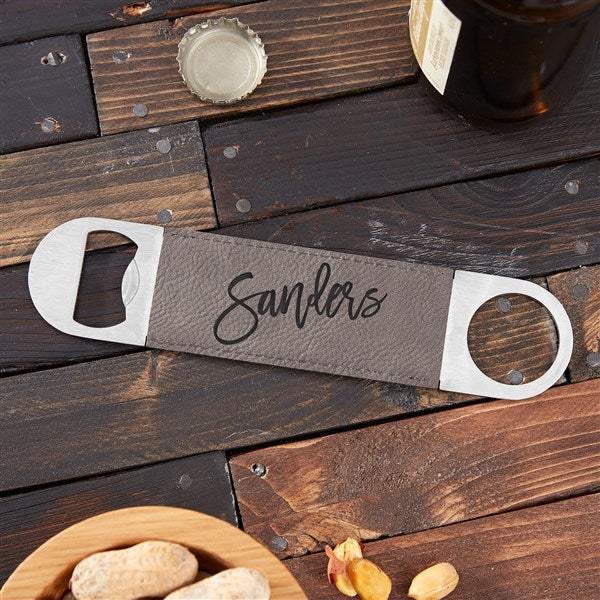 Bold Family Name Personalized Leatherette Bottle Opener - 35948