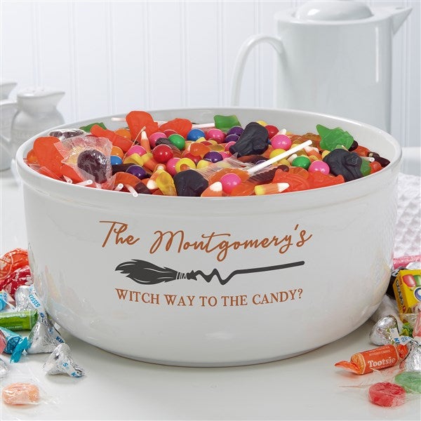 Family Broom Personalized Halloween Candy Bowl - 35958