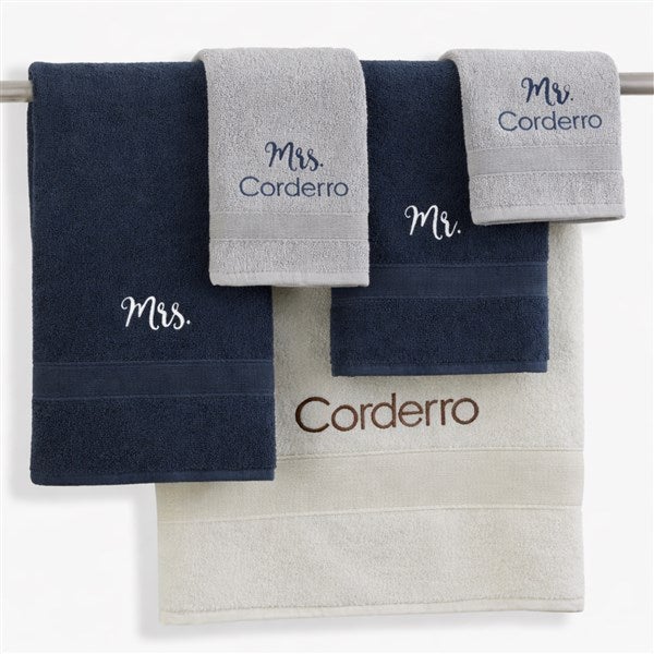 Mr. & Mrs. Embroidered Luxury Cotton Bath Towel Collection  - 35991