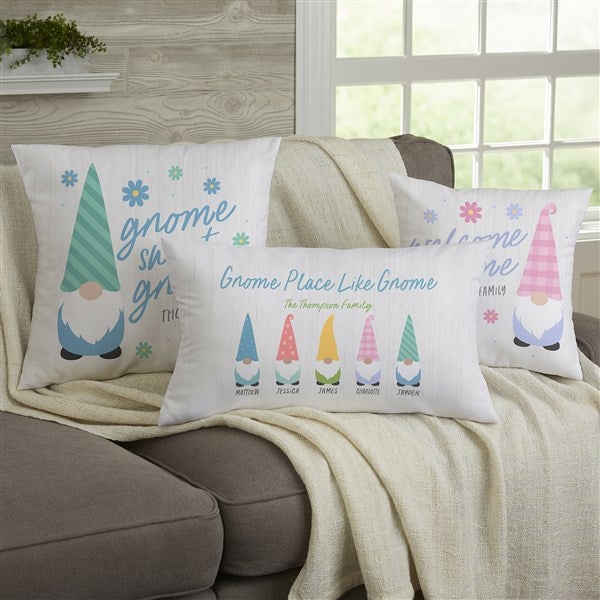 Spring Gnome Personalized Throw Pillows - 36018