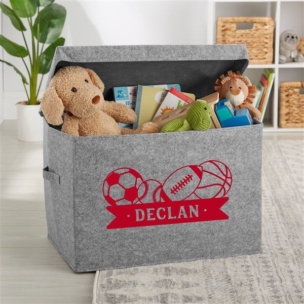 Sports Personalized Felt Toy Storage Box - 36040