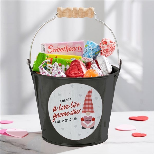 Gnome Personalized Valentine's Day Metal Buckets - 36078