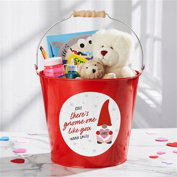 Gnome Personalized Valentine's Day Metal Buckets - 36078