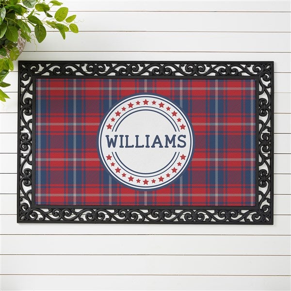 Patriotic Plaid Personalized Doormats - 36094