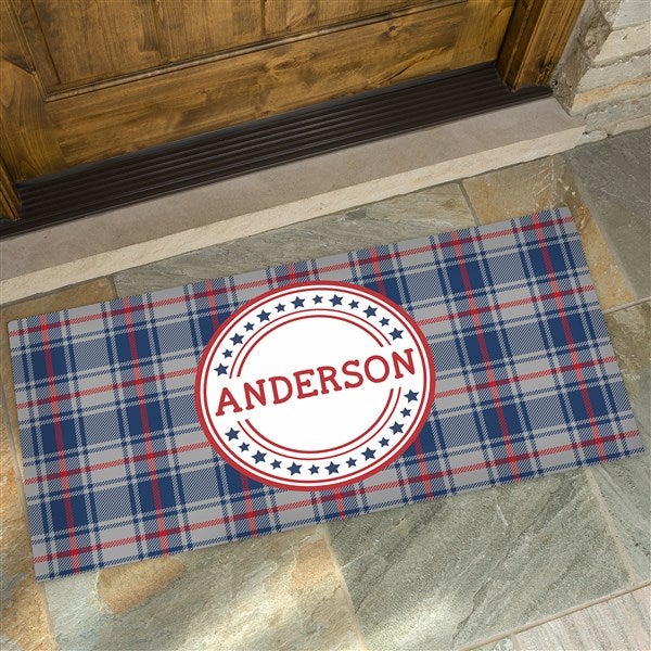 Patriotic Plaid Personalized Doormats - 36094