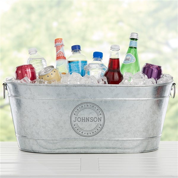 Patriotic Plaid Personalized Galvanized Beverage Tub  - 36105