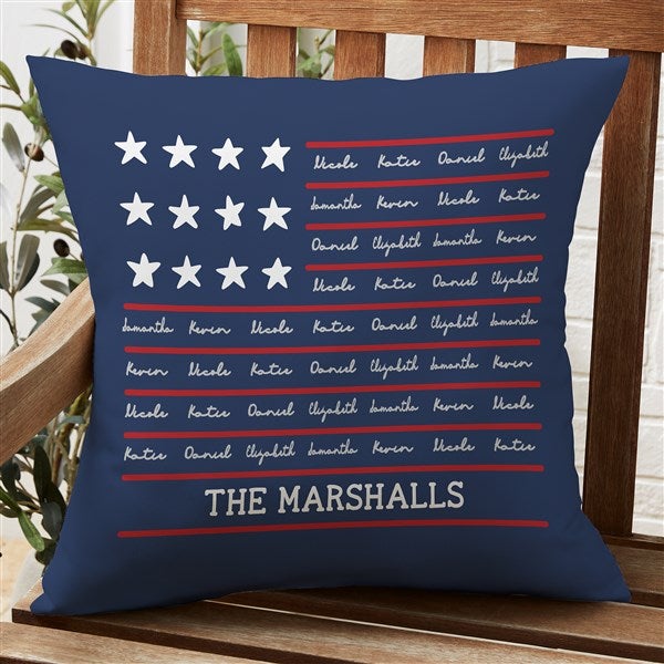 Family Name Flag Personalized Outdoor Throw Pillows - 36106