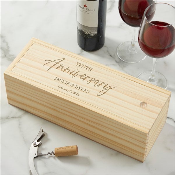 Floral Anniversary Personalized Wooden Wine Box - 36124
