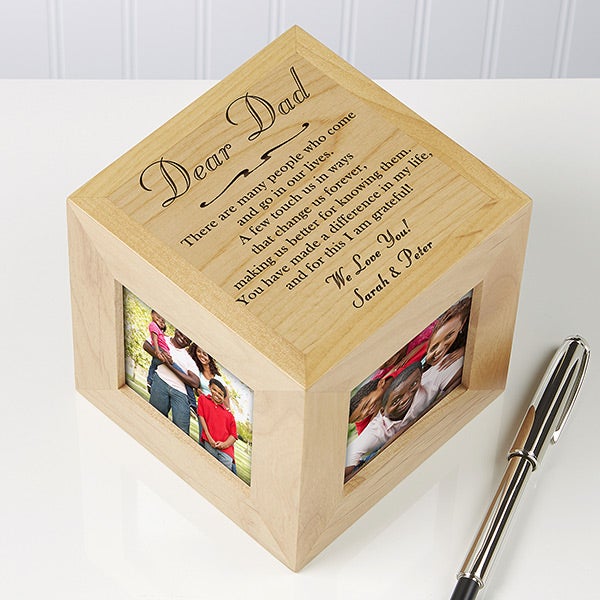 Personalized Wood Photo Cube With Dad Poem - 3614