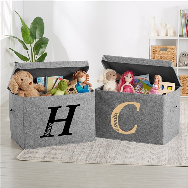 Personalized Initial Personalized Felt Toy Box  - 36173