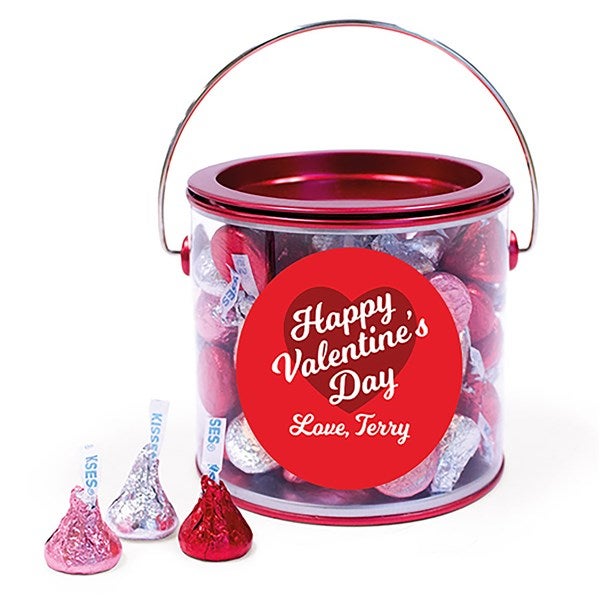 Happy Valentine's Day Personalized Paint Can with Hershey Kisses - 36175D