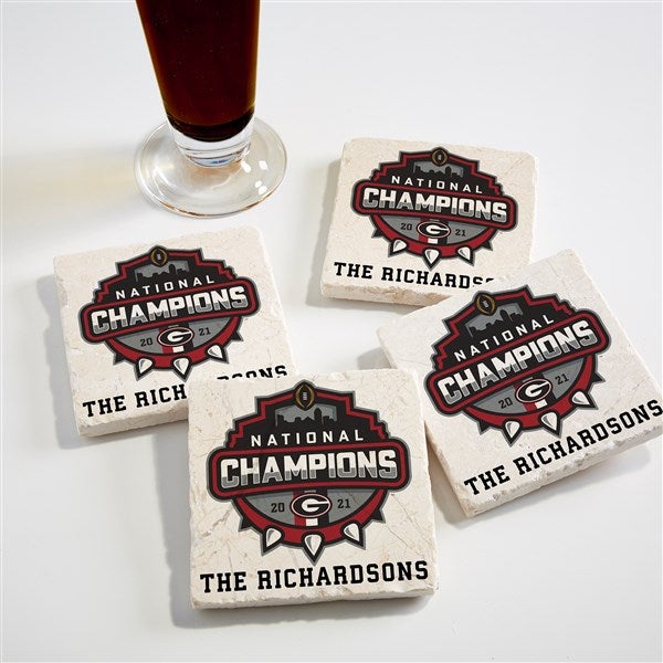 NCAA National Champions Georgia Bulldogs Personalized Stone Coasters - 36211