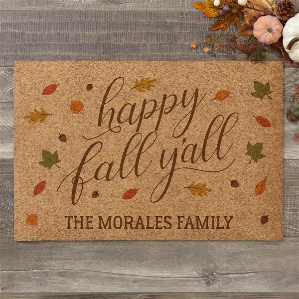 Personalized 18x27 Synthetic Coir Doormat - Happy Fall Yall - 36251