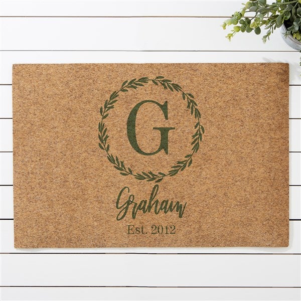 Personalized 18x27 Synthetic Coir Doormat - Laurel Monogram - 36257