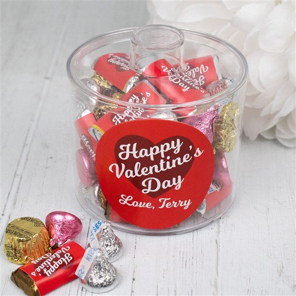 Happy Valentine's Day Personalized Container with Hershey's & Reese's Mix  - 36289D