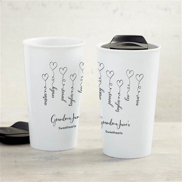 Connected By Love Personalized Double-Wall Ceramic Travel Mug - 36364