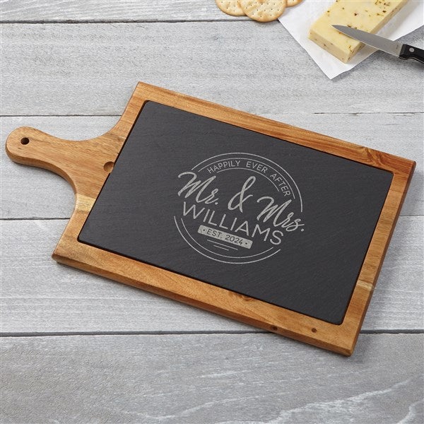 Personalized Slate & Wood Paddle - Stamped Elegance - 36532