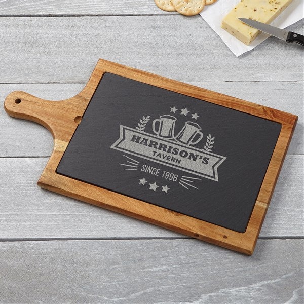 Personalized Slate & Wood Paddle - Watering Hole - 36534