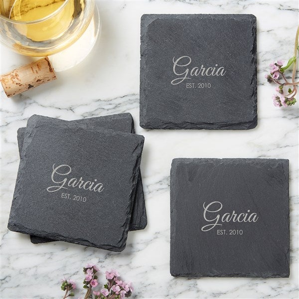 Engraved Slate Coaster Set - Classic Family - 36538