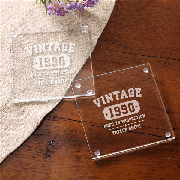 Engraved Glass Coaster - Vintage Birthday - 36544