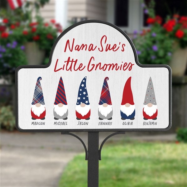 Patriotic Gnome Personalized Magnetic Garden Sign  - 36566