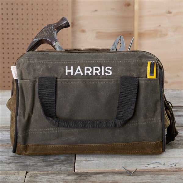 Embroidered Olive Waxed Canvas Tool Bag  - 36570